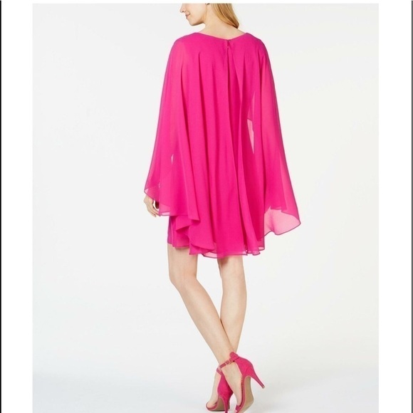VINCE CAMUTO Chiffon Sheer Cape MIDI Dress Size 2 - Picture 1 of 16